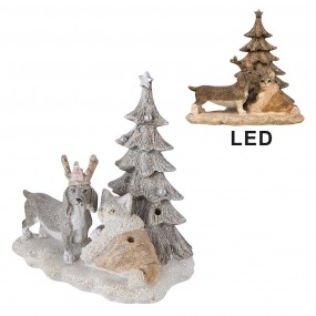 26PR4631 Beeld Dieren 16x10x15 cm LED Grijs Beige Polyresin Dieren Woonaccessoires