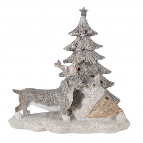 26PR4631 Figurine Animals 16x10x15 cm LED Grey Beige Polyresin Animals Home Accessories