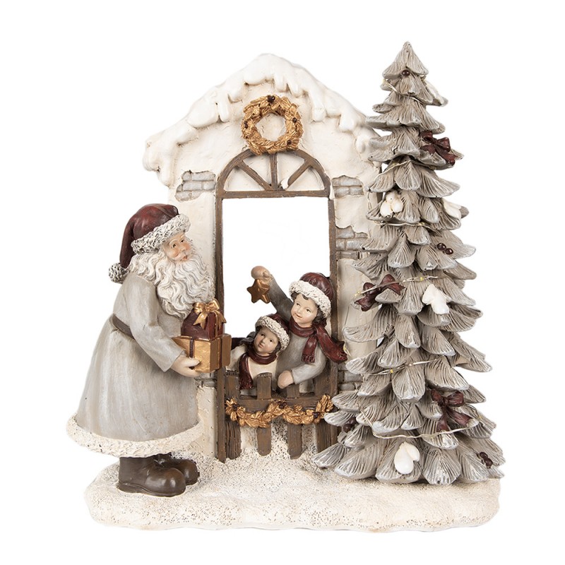 6PR4950 Décoration de Noël avec éclairage LED Père Noël 22x10x23 cm Blanc Polyrésine