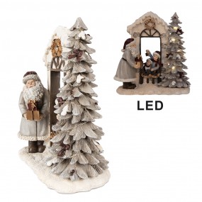 26PR4950 Décoration de Noël avec éclairage LED Père Noël 22x10x23 cm Blanc Polyrésine