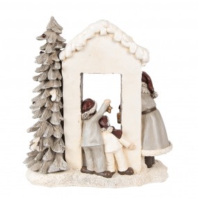 26PR4950 Décoration de Noël avec éclairage LED Père Noël 22x10x23 cm Blanc Polyrésine