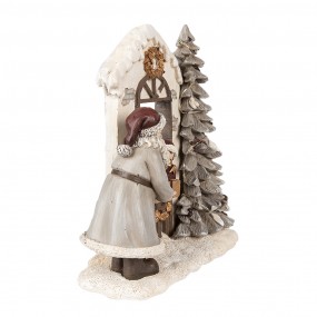 26PR4950 Décoration de Noël avec éclairage LED Père Noël 22x10x23 cm Blanc Polyrésine