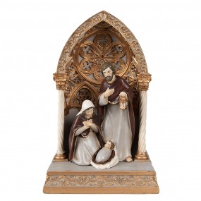 26PR4953 Christmas Decoration with LED Lighting Nativity Scene 16x11x24 cm Gold colored Polyresin