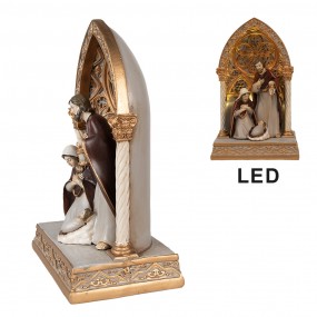 26PR4953 Decorazione natalizia con illuminazione a LED Presepe 16x11x24 cm Color oro Poliresina