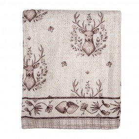 2GTW60-1 Couverture 130x180 cm Beige Polyester Cerfs Plaid