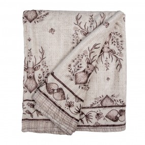 2GTW60-1 Throw Blanket 130x180 cm Beige Polyester Deer Blanket