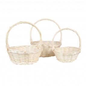 265722 Aufbewahrungskorb 3er Set Ø 33 / Ø 27 / Ø 22 cm Beige Rattan