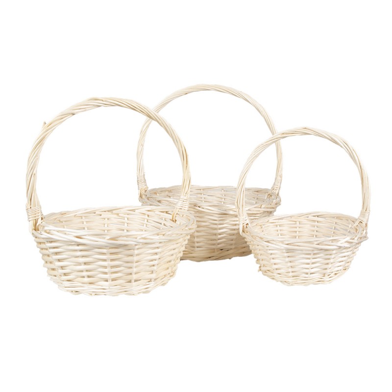 65722 Aufbewahrungskorb 3er Set Ø 33 / Ø 27 / Ø 22 cm Beige Rattan