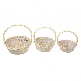 265722 Aufbewahrungskorb 3er Set Ø 33 / Ø 27 / Ø 22 cm Beige Rattan