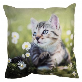 2KT021.370 Cushion Cover 45x45 cm Green Polyester Cat Pillow Cover