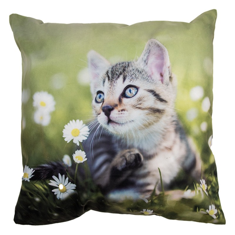 KT021.370 Kissenbezug 45x45 cm Grün Polyester Katze Dekokissenbezug