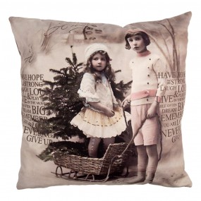 2KT021.372 Housse de coussin 45x45 cm Beige Polyester Enfants Housse de coussin décorative