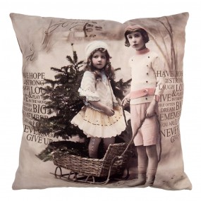 2KT021.372 Housse de coussin 45x45 cm Beige Polyester Enfants Housse de coussin décorative