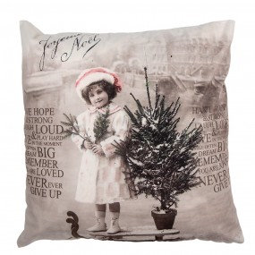 2KT021.373 Cushion Cover 45x45 cm Beige Polyester Winter Pillow Cover