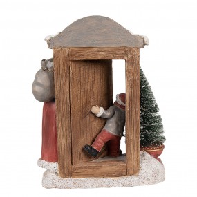 26PR4945 Décoration de Noël avec éclairage LED Père Noël 18x8x22 cm Rouge Marron Polyrésine