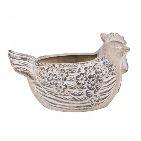 26TE0542L Blumentopf Huhn 26x16x15 cm Beige Stein