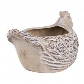 26TE0542L Blumentopf Huhn 26x16x15 cm Beige Stein