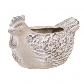 26TE0542M Blumentopf Huhn 21x14x13 cm Beige Stein