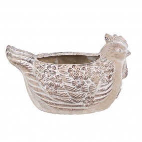 26TE0542M Blumentopf Huhn 21x14x13 cm Beige Stein