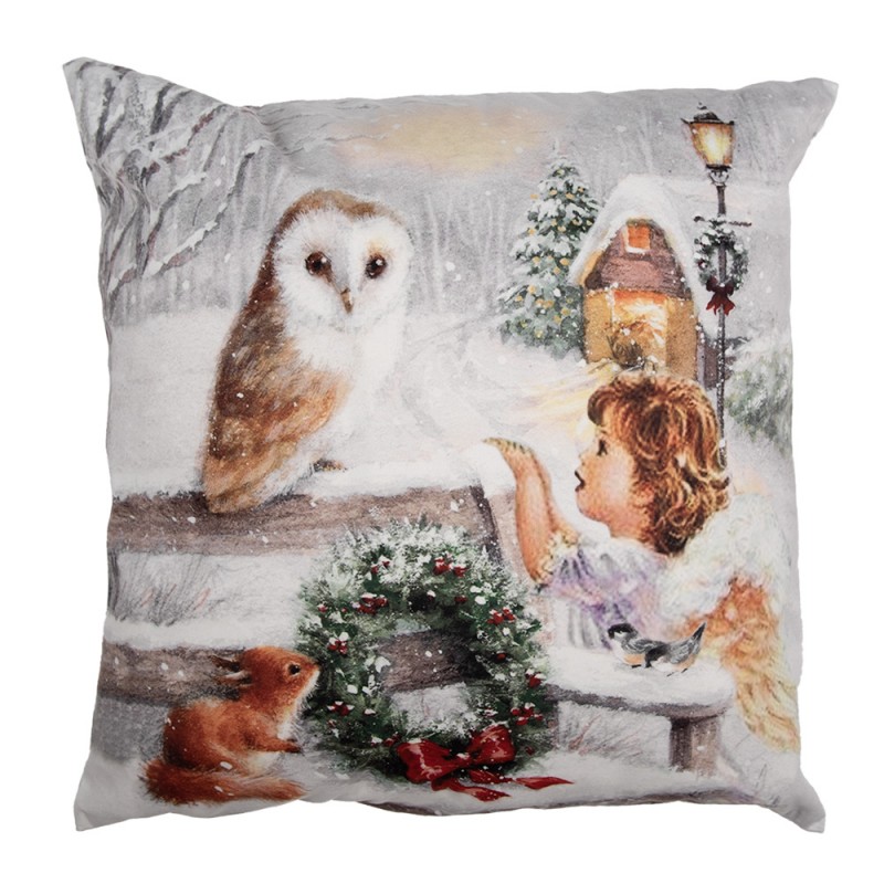 KT021.375 Cushion Cover 45x45 cm Beige Polyester Christmas Pillow Cover