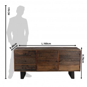 2MT50519 Dresser 160x40x76 cm Brown Wood Chest of Drawers