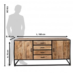 2MT50636 Dresser 160x45x75 cm Brown Wood Chest of Drawers