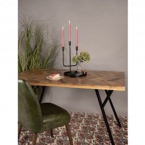 2MT50638 Dining Table 140x90x78 cm Brown Wood Metal Table