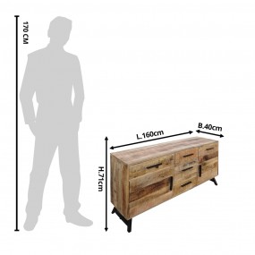 2MT50654 Credenza 160x40x71 cm Marrone Legno Metallo Cassettiera