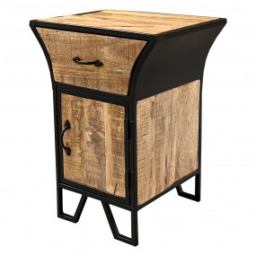 2MT50685 Nightstand 45x35x60 cm Brown Wood Metal