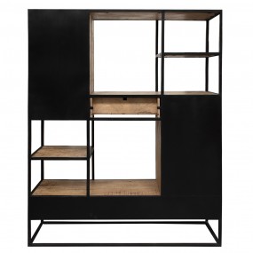 2MT5H0574 Mensola da parete 140x40x180 cm Marrone Nero  Legno Ferro Armadio di archiviazione