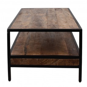 2MT5H0583 Coffee Table 110x55x40 cm Brown Black Wood Iron Side Table