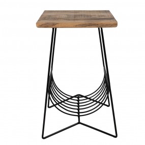 2MT5H0586 Side Table 40x40x63 cm Brown Black Wood Iron