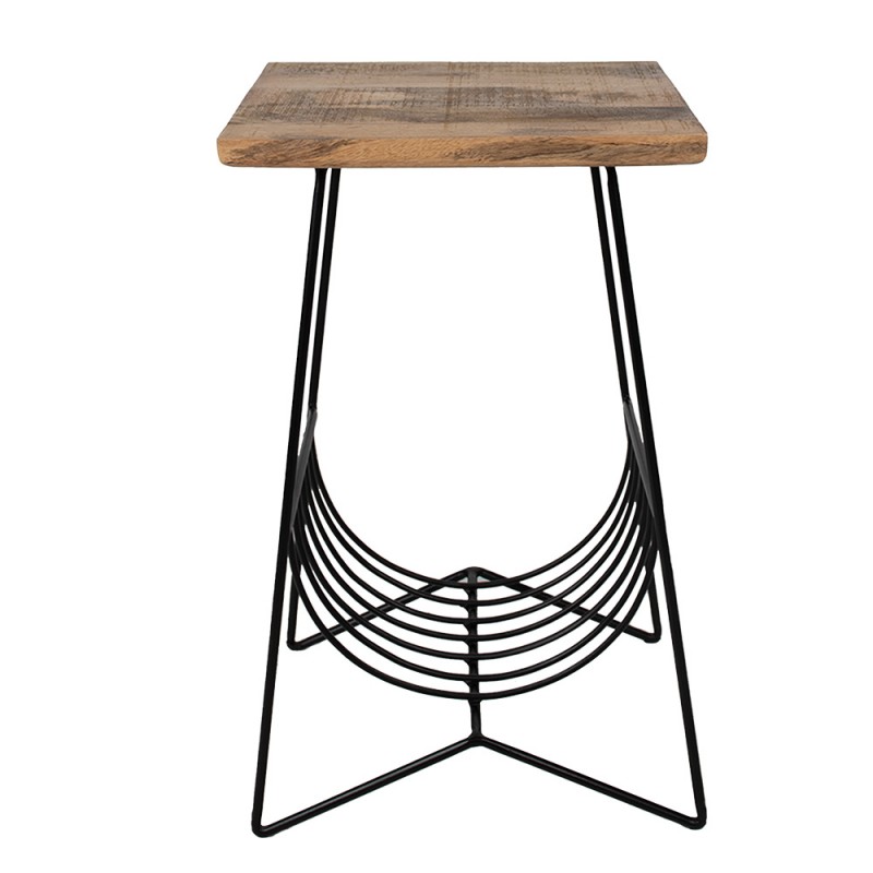 MT5H0586 Side Table 40x40x63 cm Brown Black Wood Iron