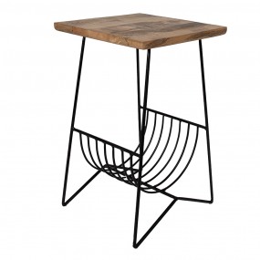 2MT5H0586 Side Table 40x40x63 cm Brown Black Wood Iron