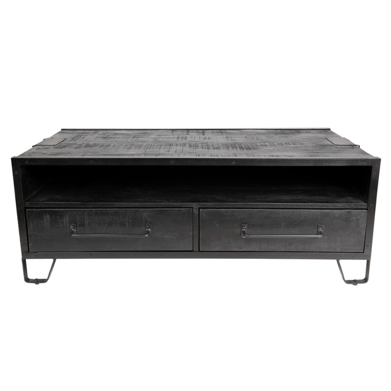 MT5H0618 Coffee Table 120x60x45 cm Black Wood Rectangle Side Table