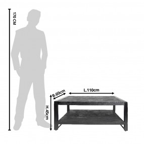 2MT5H0620 Couchtisch 110x60x45 cm Schwarz Holz Beistelltisch