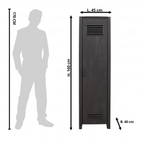 2MT5H0626 Kast  45x40x160 cm Zwart Hout Opbergkast