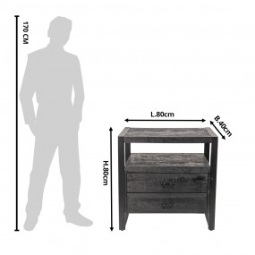 2MT5H0628 Ladekast  80x40x80 cm Zwart Hout Rechthoek TV kast