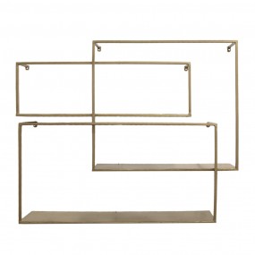 2MT5Y1064 Wall Rack Set van 3 Gold colored Iron Wall Shelf