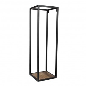 2MT5Y1066 Wall Rack 20x20x65 cm Black Brown Iron Wood Wall Shelf