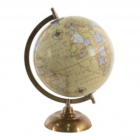 2MT64909 Globe 22x22x33 cm Jaune Bois Globe terrestre