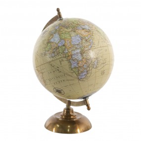 2MT64909 Globe 22x22x33 cm Jaune Bois Globe terrestre