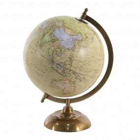 2MT64909 Globe 22x22x33 cm Jaune Bois Globe terrestre