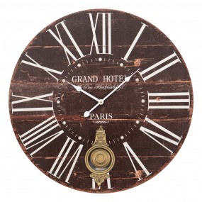 2MT6KL0764 Horloge mural 58x4 cm Marron MDF Rond Montre murale