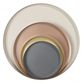 2MT6Y4634 Plateau Ø 40x3 / Ø 30x3 / Ø 23x3 / Ø 20x3 cm Beige Gris Fer Rond Décoration plateau