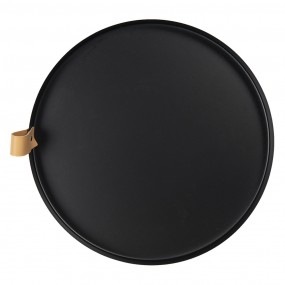 2MT6Y4635 Decorative Serving Tray Ø 30x3 cm Black Iron Round Serving Platter