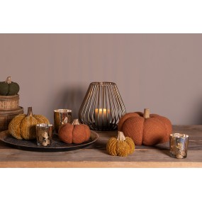 265244 Decorazione Zucca 8 cm Giallo Arancione Tessuto Arredamento per la casa