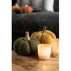 265245 Decoration Pumpkin 13 cm Yellow Orange Fabric Home Decor