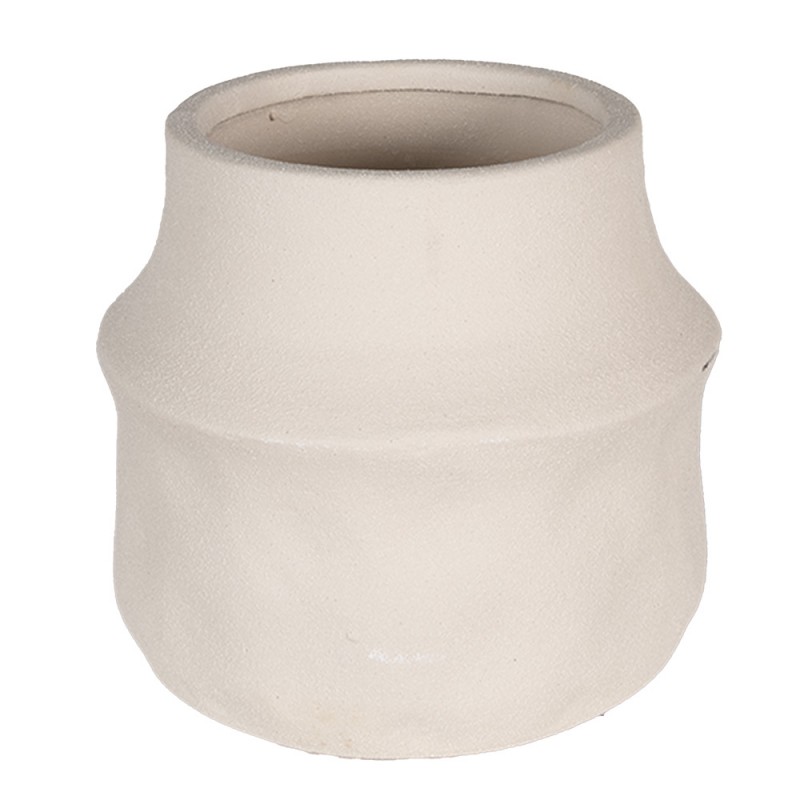 6CE1568S Bloempot  Ø 12x11 cm Beige Keramiek Bloempot binnen