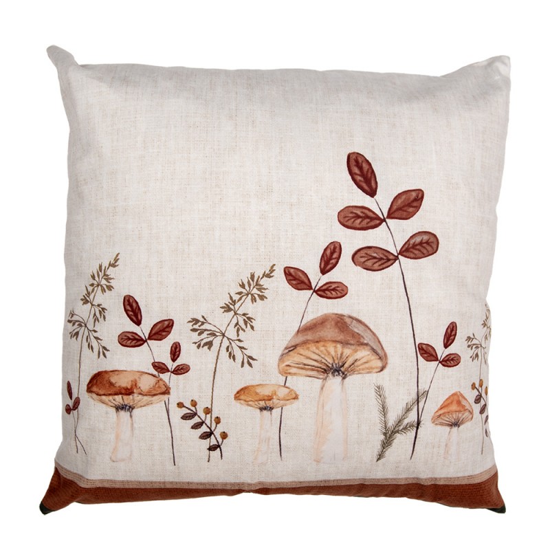 LFJ21 Cushion Cover 45x45 cm Beige Polyester Mushrooms Pillow Cover